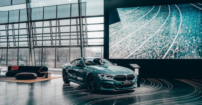 Automotive Displays - Blue Green BMW Car