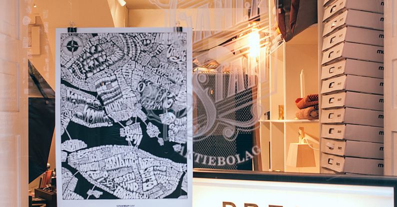 Transparent Displays - Glass shop window with signboard