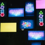 Gaming Monitors - Lighted Screen Monitors Inside a Gaming Computer Shop