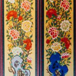 Foldable Screen - Foldable Wooden Screen with a Floral Pattern