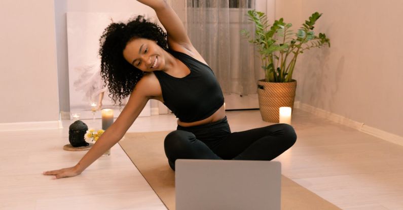 Flexible Screens - Woman with Curly Hair Doing Stretching