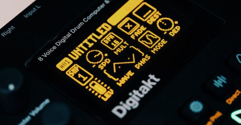OLED Displays - Close-Up Phot of a Digitakt Drum Machine Sampler Screen