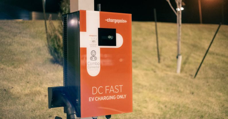 Power Consumption - Electric vehicle charging station on roadside